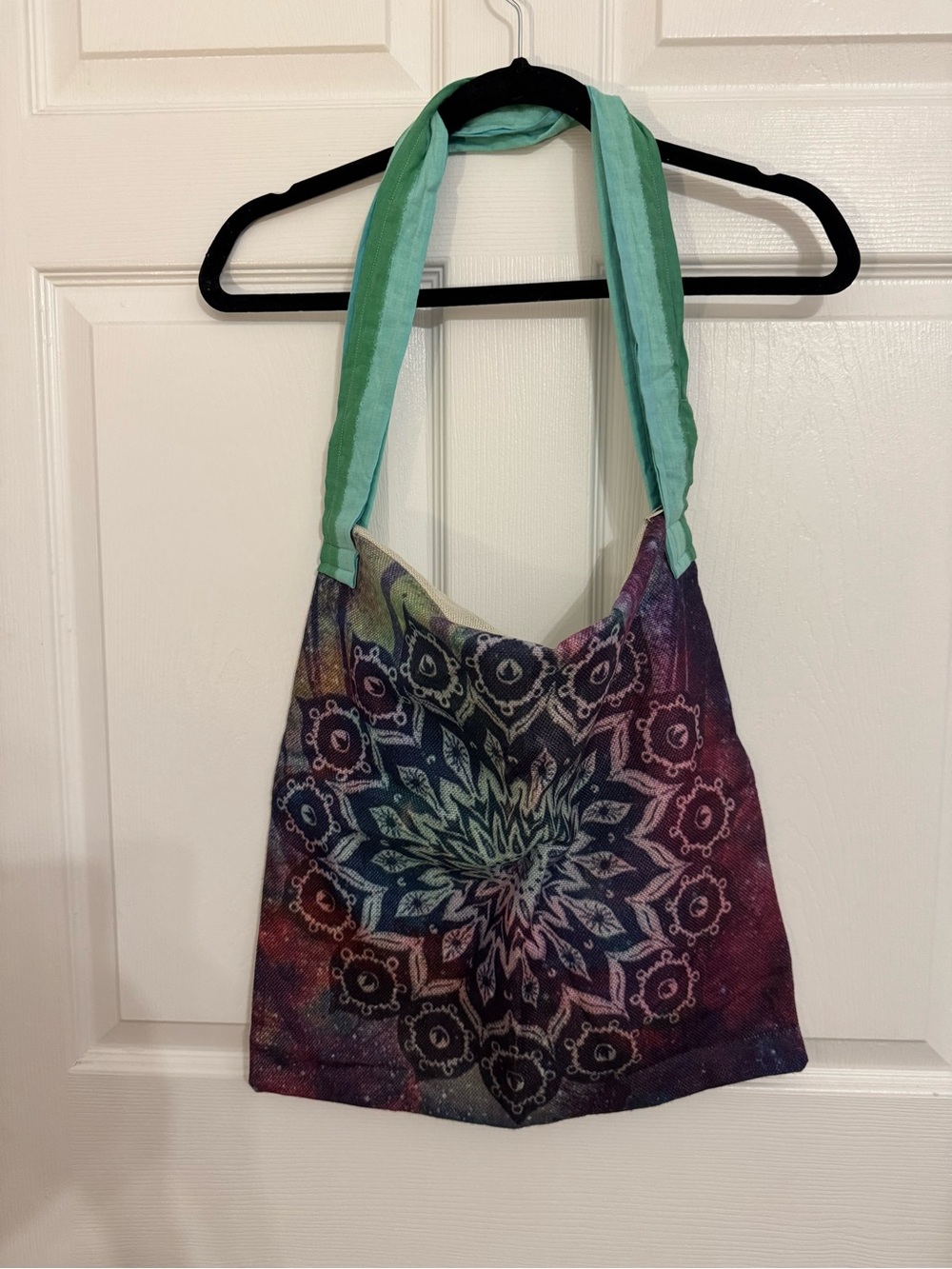 Multicolor Mandala Shoulder Bag with Teal Strap